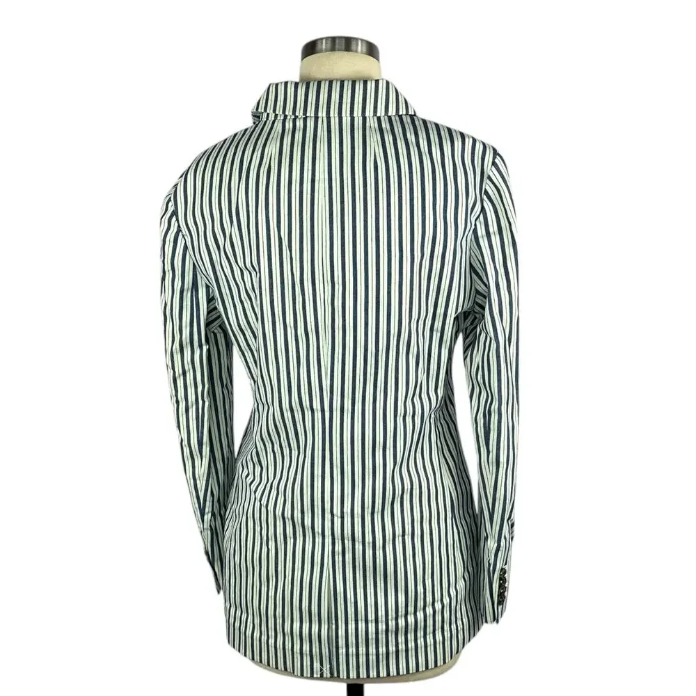 J‎ CREW Willa Blazer Blue White Striped Button Front Jacket Women's Size 6 NWT